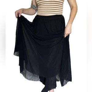 Jean Paul Gaultier Mesh Black Maxi Skirt Soleil Small Medium Designer Swim Cover